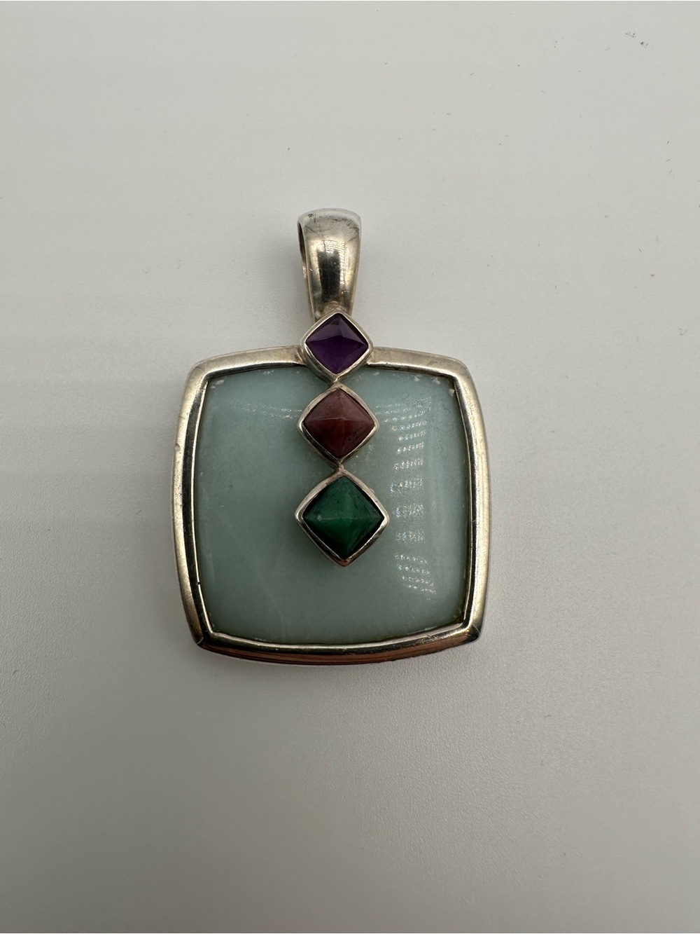 Whitney Kelly Designs Multi Color Jade Sterling Silver Necklace Pendant